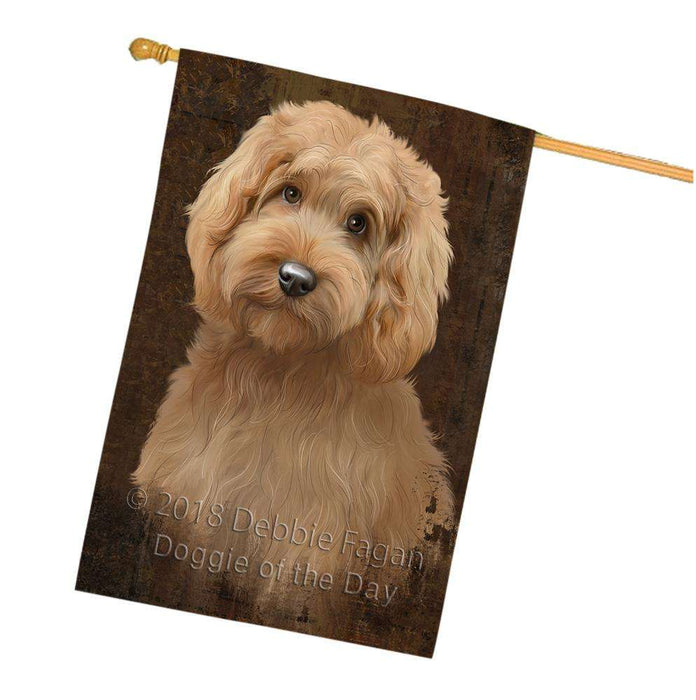 Rustic Goldendoodle Dog House Flag FLG54637