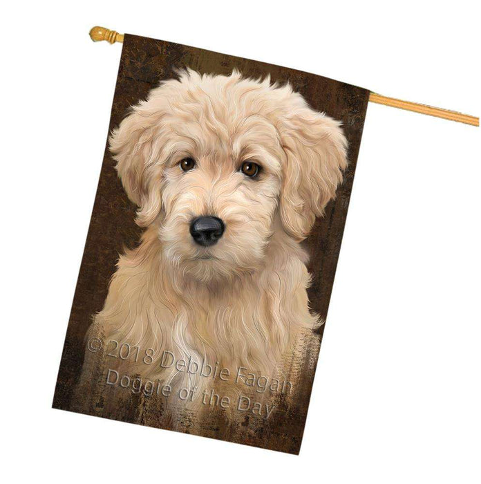 Rustic Goldendoodle Dog House Flag FLG54638