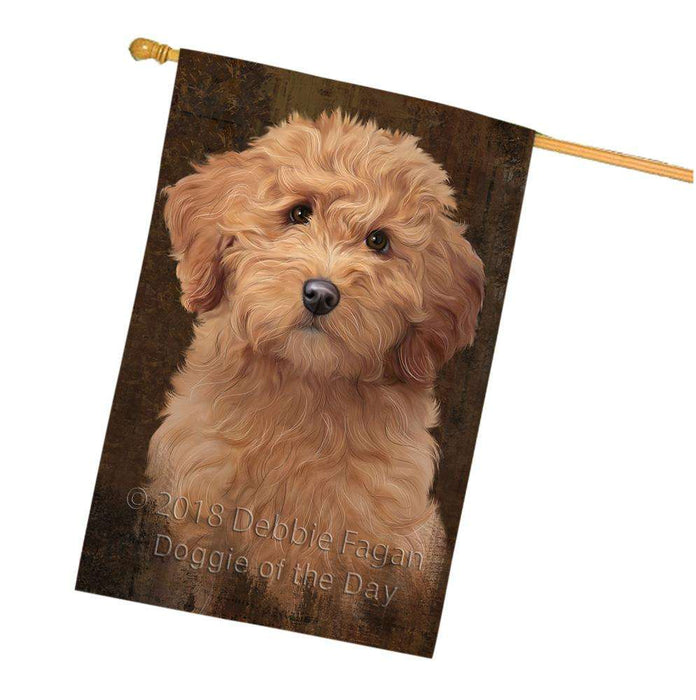 Rustic Goldendoodle Dog House Flag FLG54640