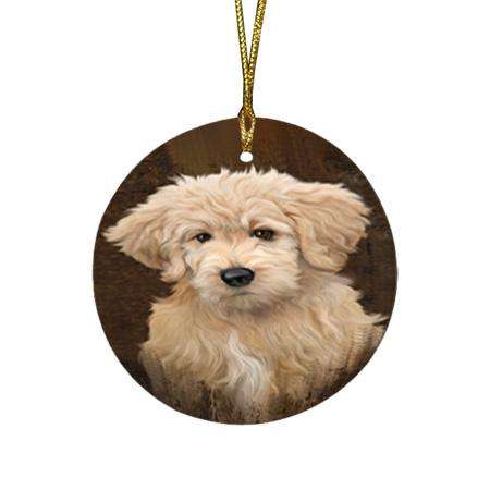 Rustic Goldendoodle Dog Round Flat Christmas Ornament RFPOR54431