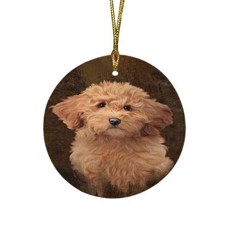 Rustic Goldendoodle Dog Round Flat Christmas Ornament RFPOR54433