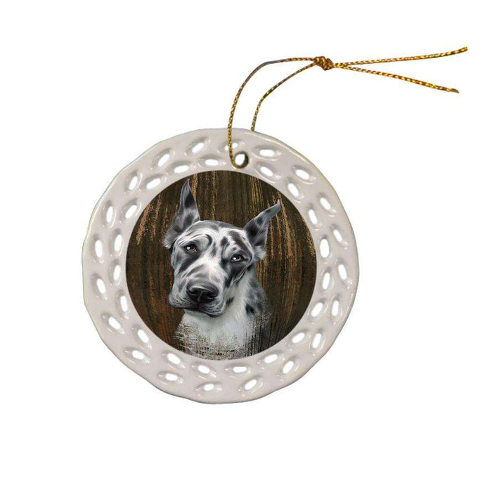 Rustic Great Dane Dog Ceramic Doily Ornament DPOR50412