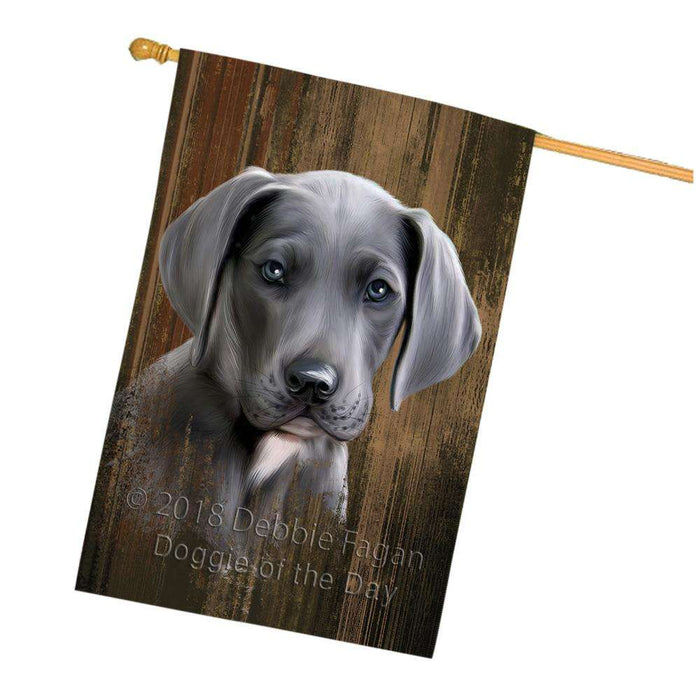 Rustic Great Dane Dog House Flag FLG50437