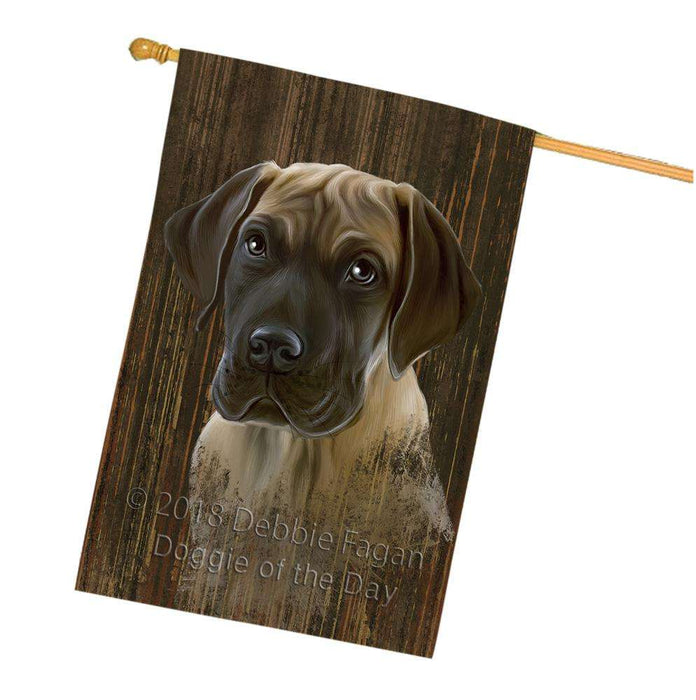 Rustic Great Dane Dog House Flag FLG50438