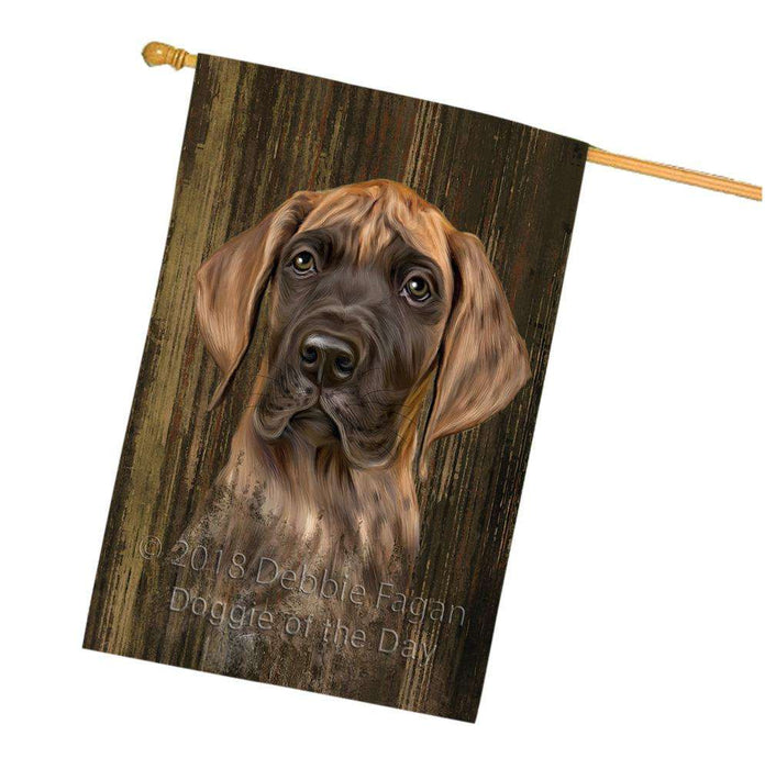 Rustic Great Dane Dog House Flag FLG50439