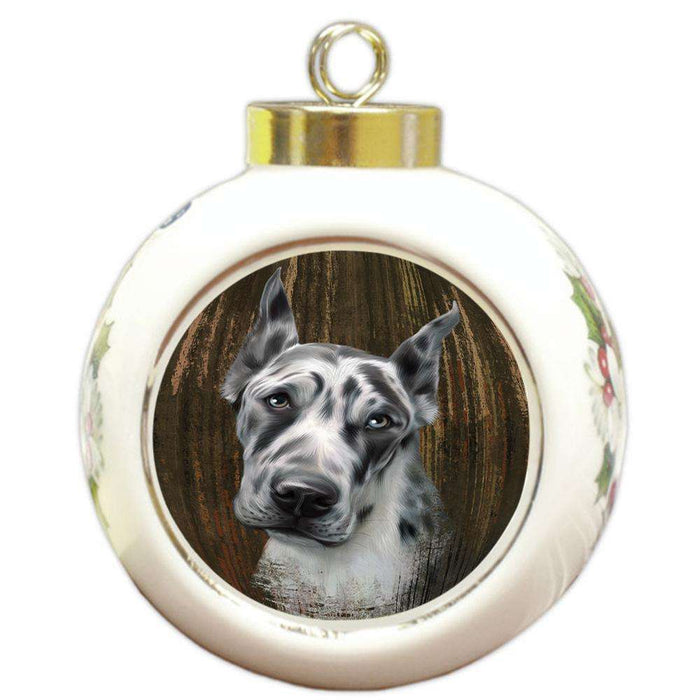 Rustic Great Dane Dog Round Ball Christmas Ornament RBPOR50412