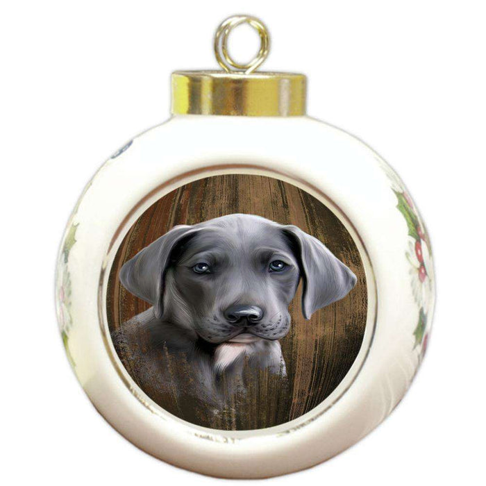 Rustic Great Dane Dog Round Ball Christmas Ornament RBPOR50414