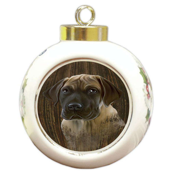 Rustic Great Dane Dog Round Ball Christmas Ornament RBPOR50415