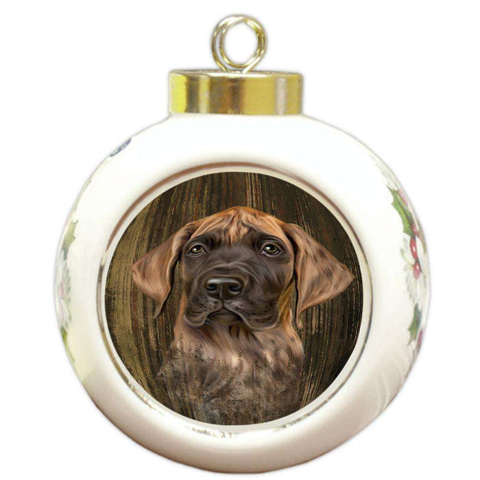 Rustic Great Dane Dog Round Ball Christmas Ornament RBPOR50416