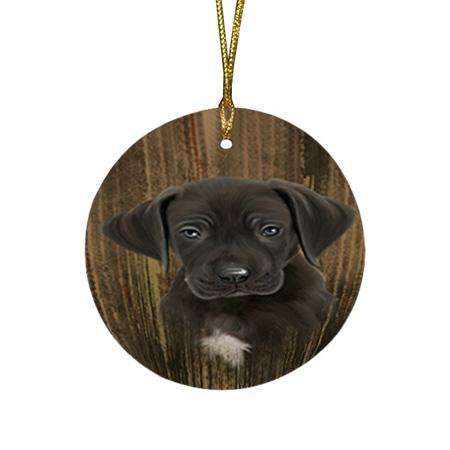 Rustic Great Dane Dog Round Flat Christmas Ornament RFPOR50404