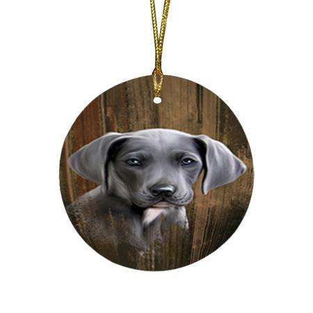 Rustic Great Dane Dog Round Flat Christmas Ornament RFPOR50405