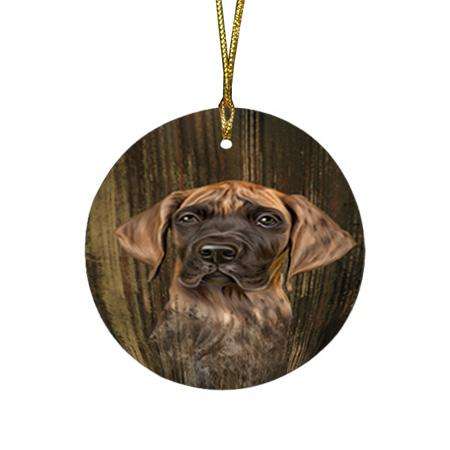 Rustic Great Dane Dog Round Flat Christmas Ornament RFPOR50407