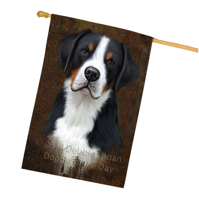 Rustic Greater Swiss Mountain Dog House Flag FLG54643