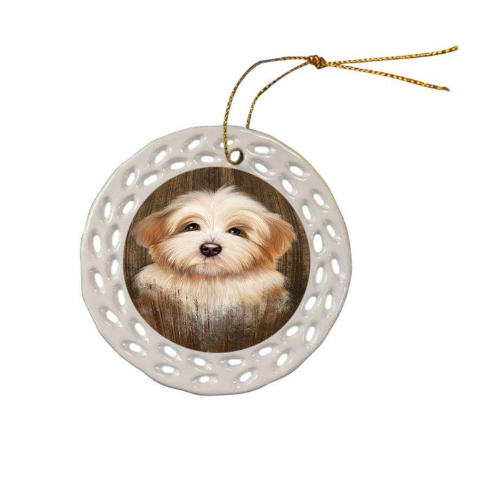 Rustic Havanese Dog Ceramic Doily Ornament DPOR50420