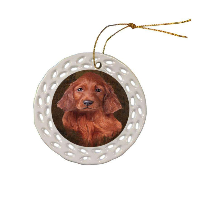 Rustic Irish Setter Dog Ceramic Doily Ornament DPOR54448