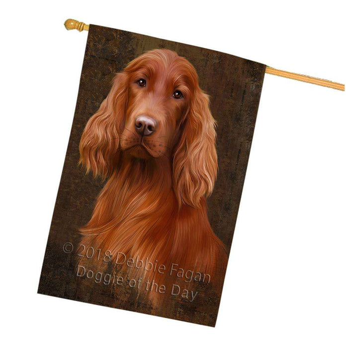 Rustic Irish Setter Dog House Flag FLG54645
