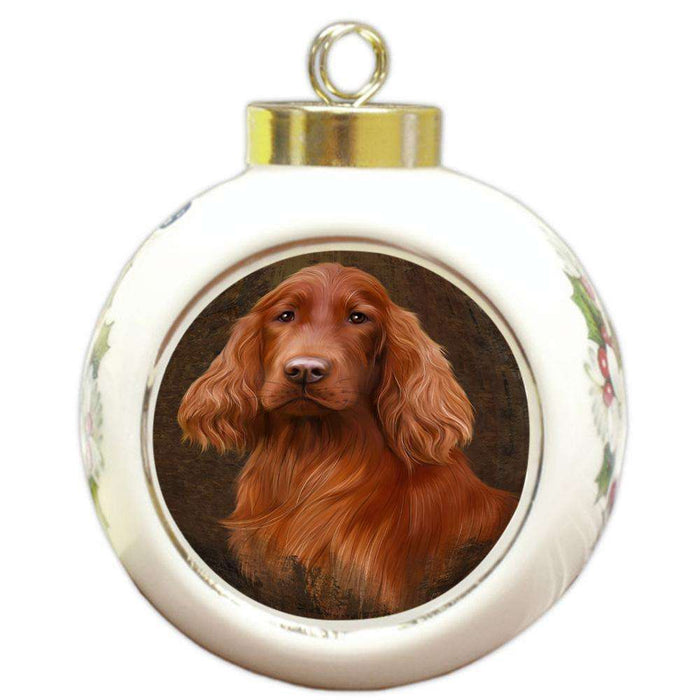 Rustic Irish Setter Dog Round Ball Christmas Ornament RBPOR54447