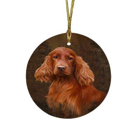 Rustic Irish Setter Dog Round Flat Christmas Ornament RFPOR54438