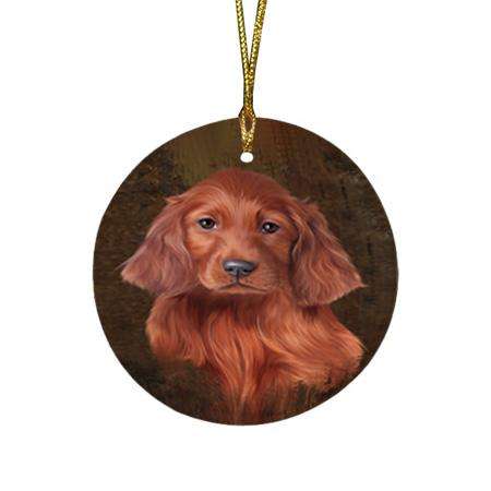Rustic Irish Setter Dog Round Flat Christmas Ornament RFPOR54439