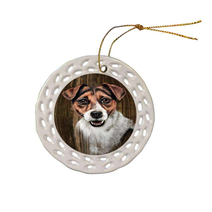 Rustic Jack Russell Terrier Dog Ceramic Doily Ornament DPOR50422