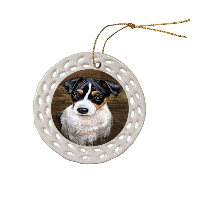 Rustic Jack Russell Terrier Dog Ceramic Doily Ornament DPOR50423