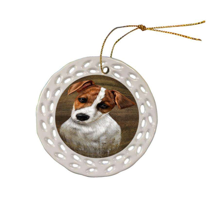 Rustic Jack Russell Terrier Dog Ceramic Doily Ornament DPOR50425
