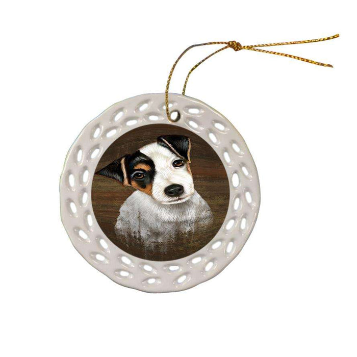Rustic Jack Russell Terrier Dog Ceramic Doily Ornament DPOR50426