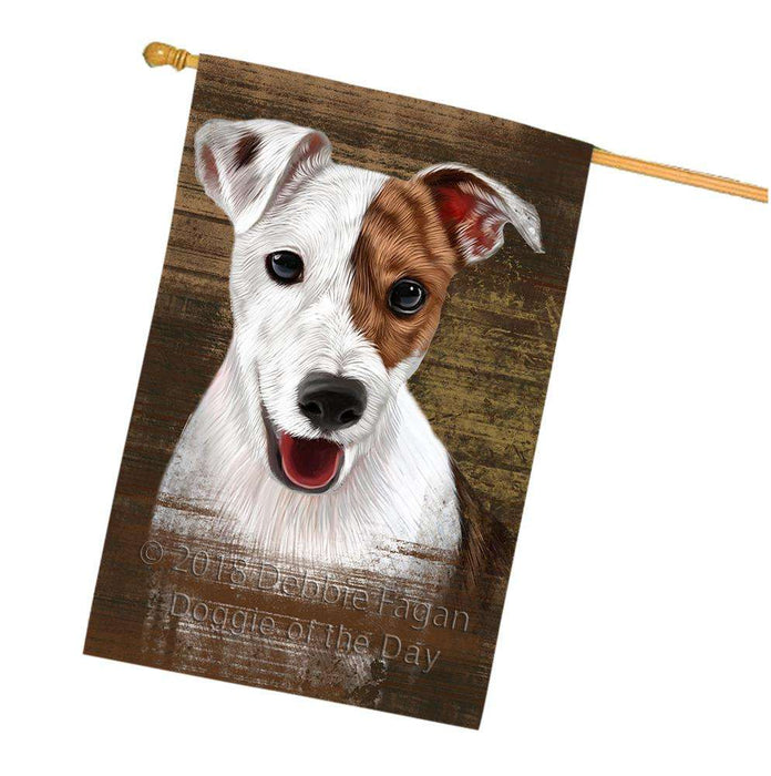 Rustic Jack Russell Terrier Dog House Flag FLG50447