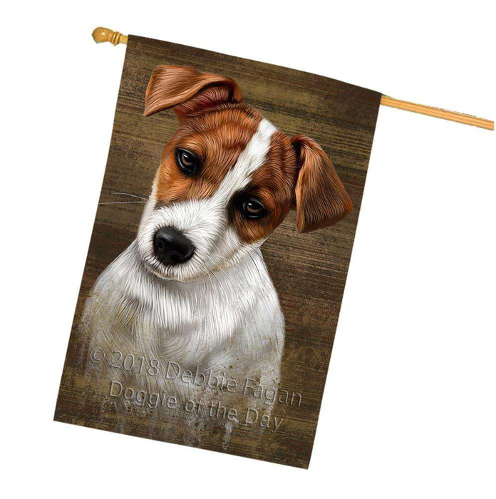 Rustic Jack Russell Terrier Dog House Flag FLG50448