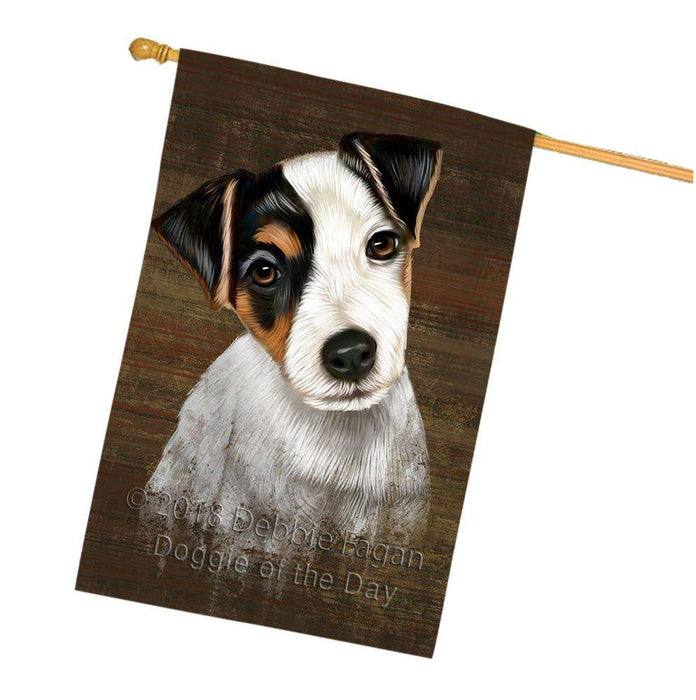 Rustic Jack Russell Terrier Dog House Flag FLG50449