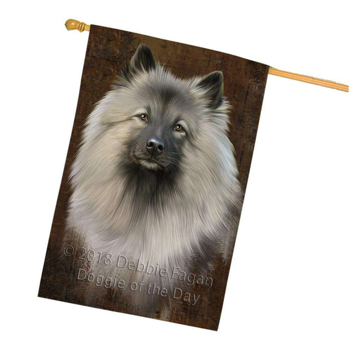 Rustic Keeshond Dog House Flag FLG54647