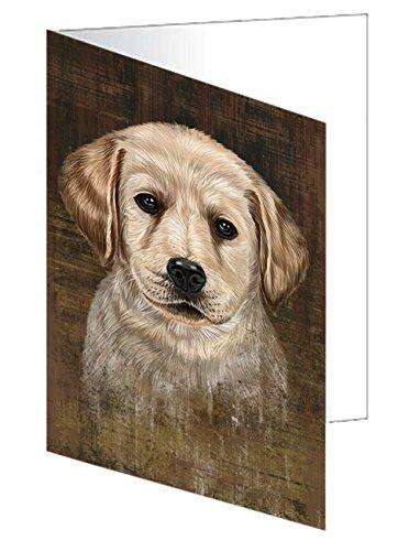 Rustic Labrador Retriever Dog Handmade Artwork Assorted Pets Greeting Cards and Note Cards with Envelopes for All Occasions and Holiday Seasons GCD48716