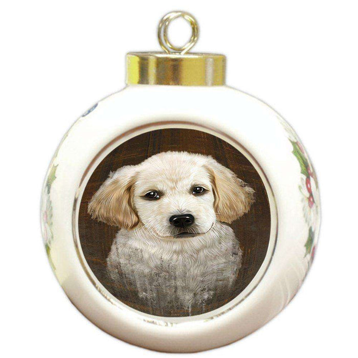 Rustic Labrador Retriever Dog Round Ball Christmas Ornament RBPOR48247