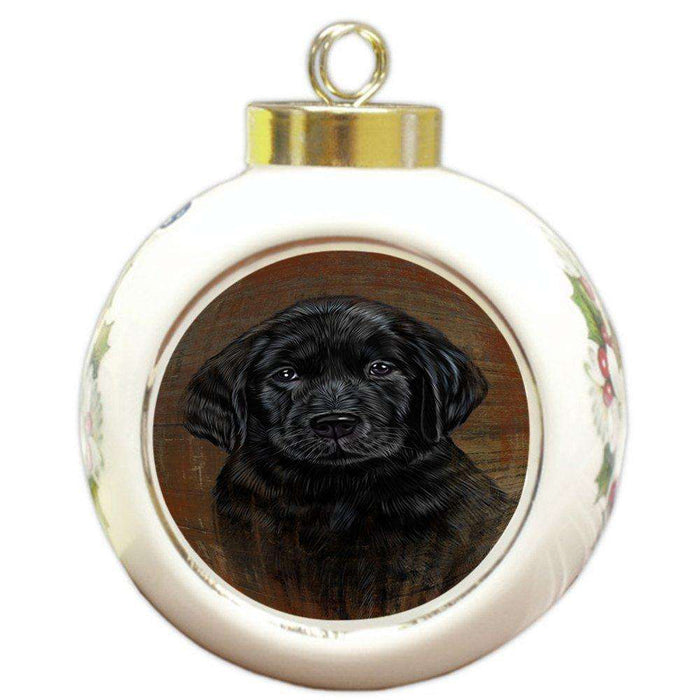 Rustic Labrador Retriever Dog Round Ball Christmas Ornament RBPOR48248