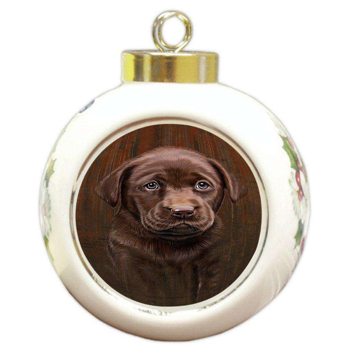Rustic Labrador Retriever Dog Round Ball Christmas Ornament RBPOR48251