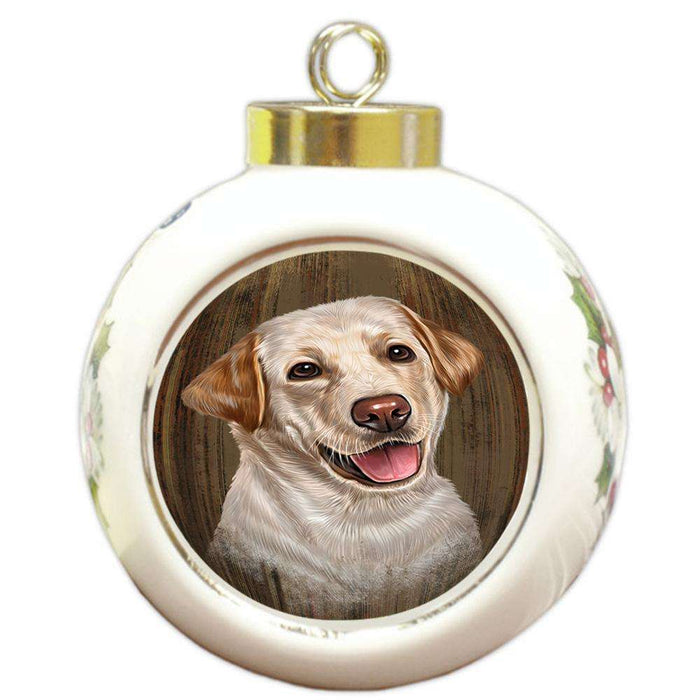 Rustic Labrador Retriever Dog Round Ball Christmas Ornament RBPOR50427