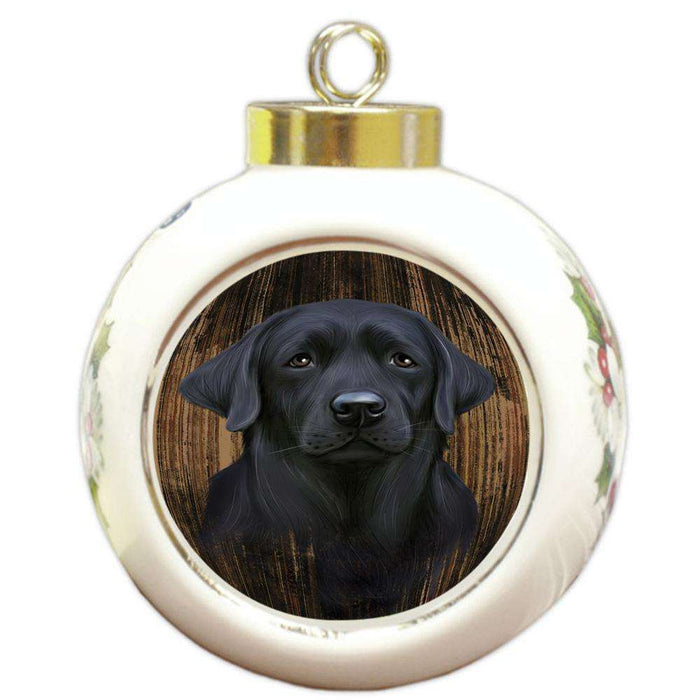 Rustic Labrador Retriever Dog Round Ball Christmas Ornament RBPOR50569