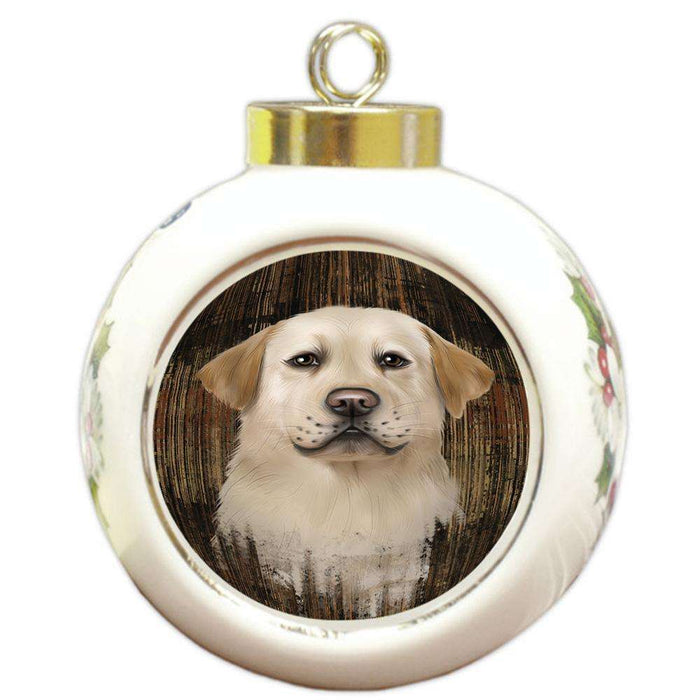 Rustic Labrador Retriever Dog Round Ball Christmas Ornament RBPOR50570