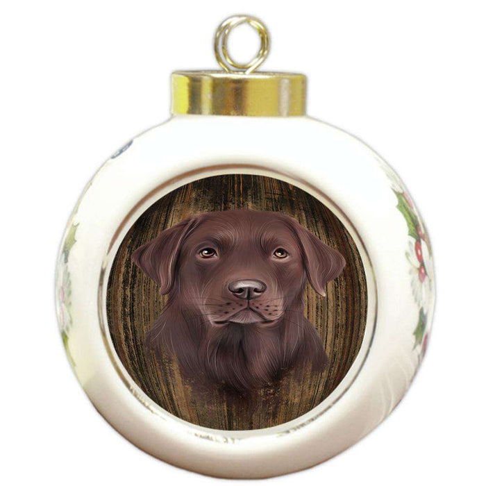 Rustic Labrador Retriever Dog Round Ball Christmas Ornament RBPOR50571