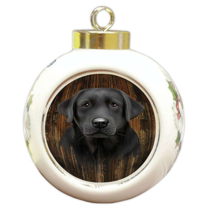 Rustic Labrador Retriever Dog Round Ball Christmas Ornament RBPOR50572