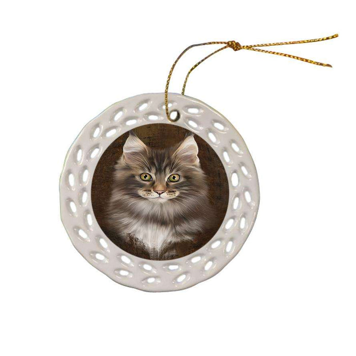 Rustic Maine Coon Cat Ceramic Doily Ornament DPOR54454