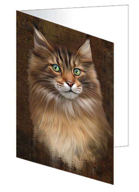 Rustic Maine Coon Cat Handmade Artwork Assorted Pets Greeting Cards and Note Cards with Envelopes for All Occasions and Holiday Seasons GCD67382