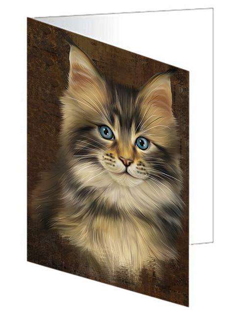 Rustic Maine Coon Cat Handmade Artwork Assorted Pets Greeting Cards and Note Cards with Envelopes for All Occasions and Holiday Seasons GCD67385