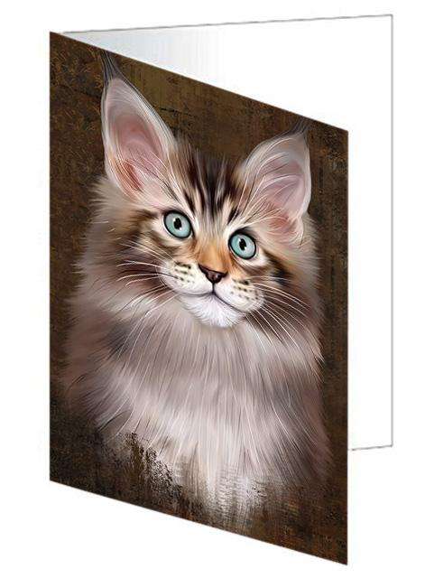 Rustic Maine Coon Cat Handmade Artwork Assorted Pets Greeting Cards and Note Cards with Envelopes for All Occasions and Holiday Seasons GCD67388