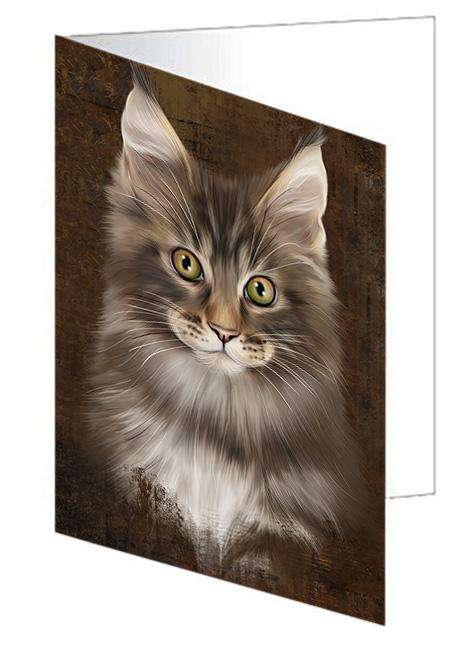 Rustic Maine Coon Cat Handmade Artwork Assorted Pets Greeting Cards and Note Cards with Envelopes for All Occasions and Holiday Seasons GCD67391