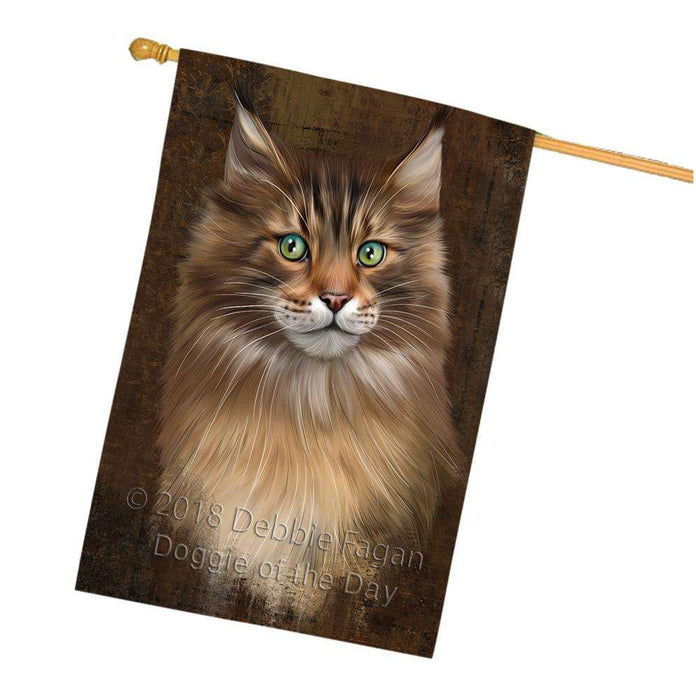 Rustic Maine Coon Cat House Flag FLG54649