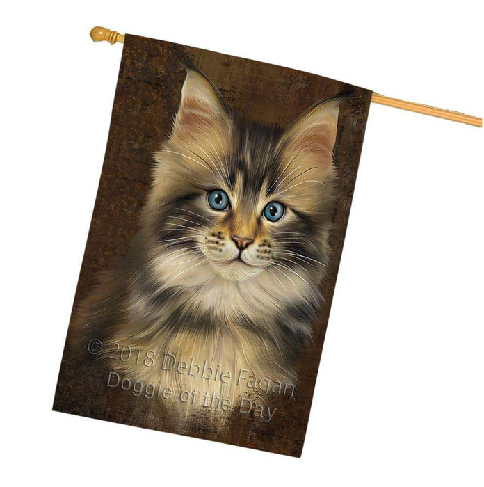 Rustic Maine Coon Cat House Flag FLG54650