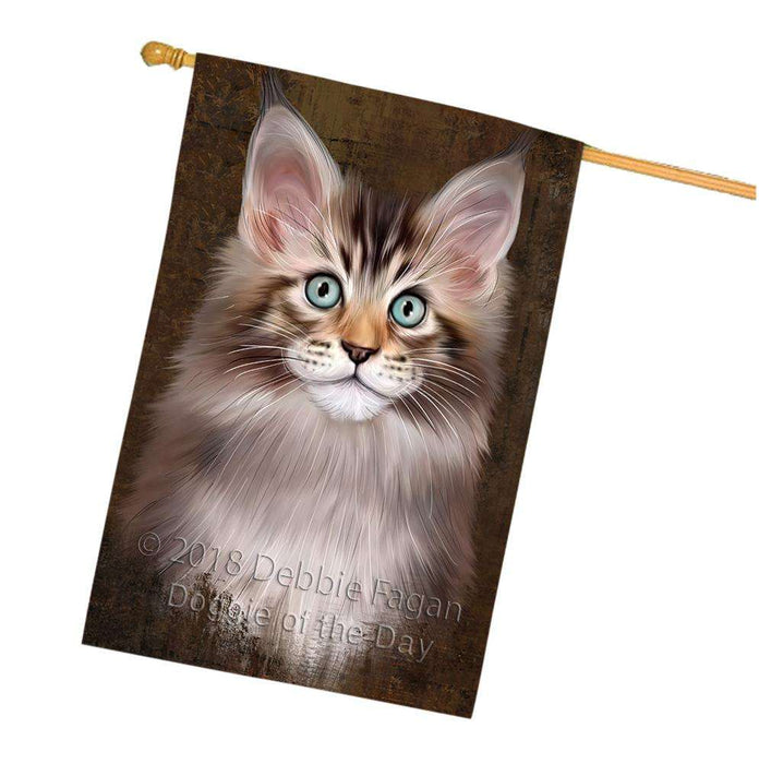 Rustic Maine Coon Cat House Flag FLG54651