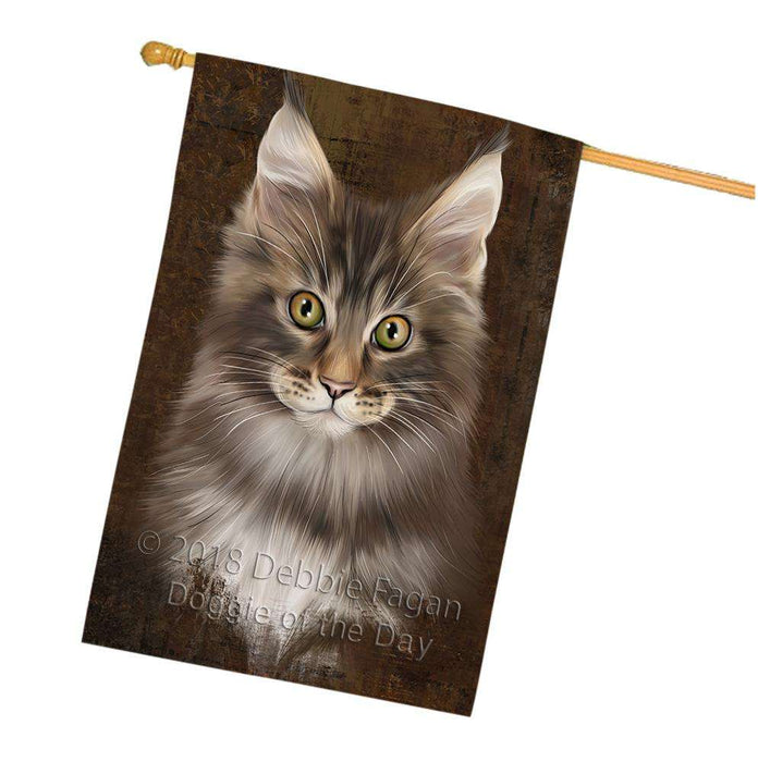 Rustic Maine Coon Cat House Flag FLG54652