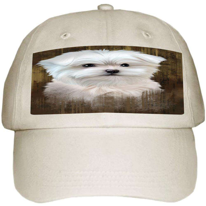 Rustic Maltese Dog Ball Hat Cap HAT55056